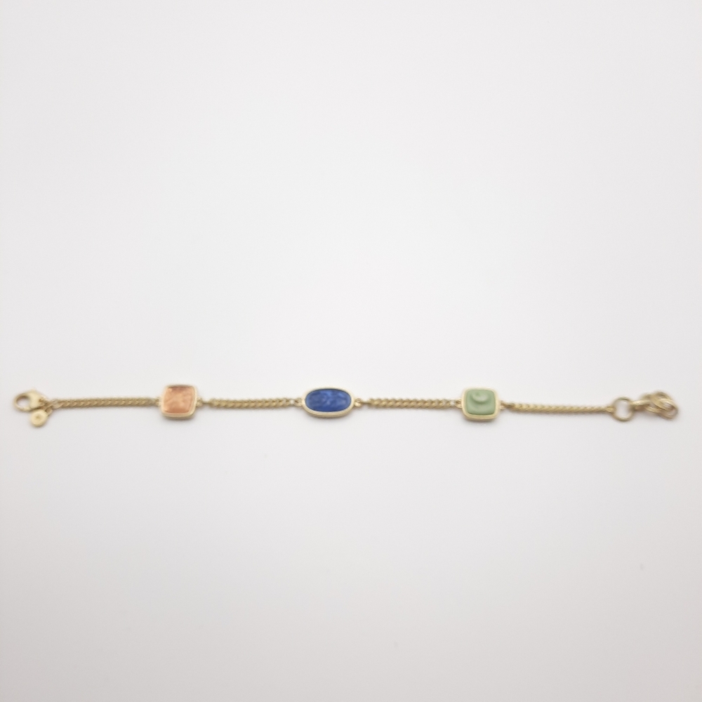 Madewell Gold Tone Impression Resin Charms Bracelet Flower Sun Moon 7" + 1" Ext